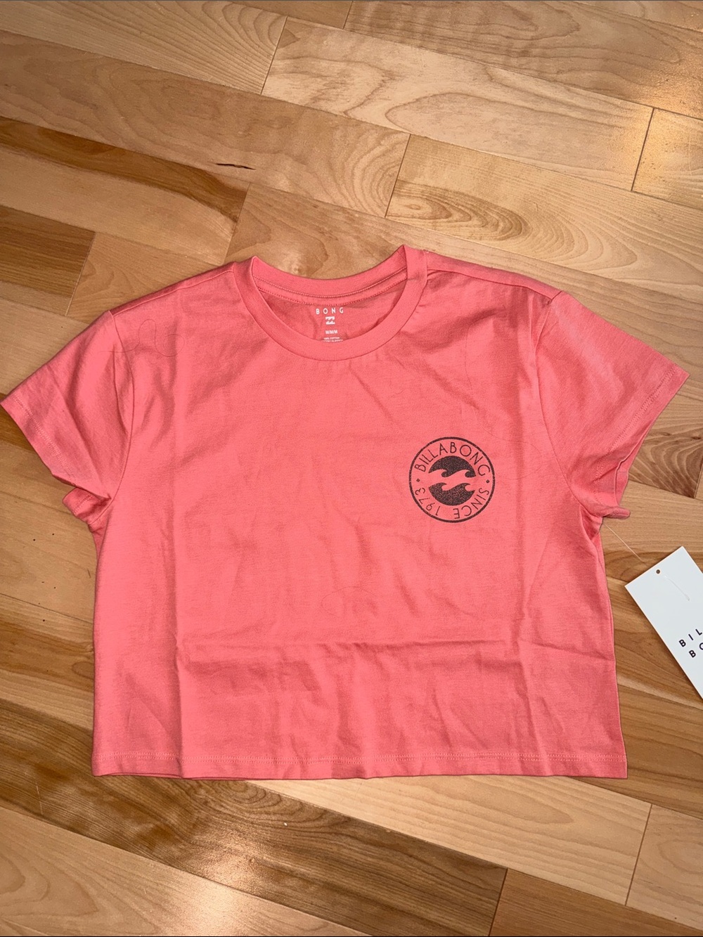 Billabong Pink Coral Logo Cropped Tee BNWT M